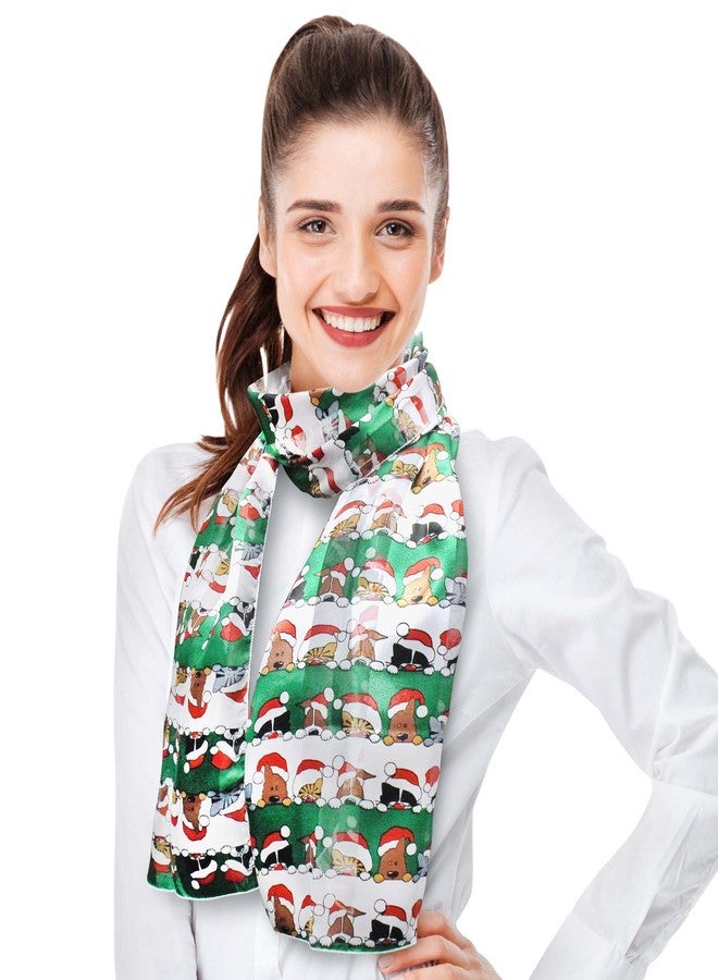 CBC Crown Christmas Scarf - Santa, Snowman, Ornament, Ginger Cookie Theme - 13"x 60" Made In Korea (Christmas & Friends - GN) - Image 2